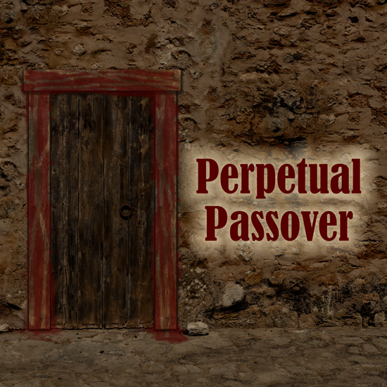 Ancient Doorway with blood around it, Perpetual Passover