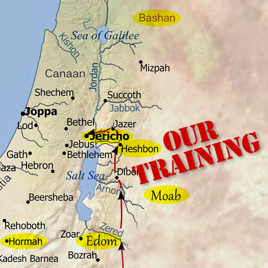 Our Training title on map of promised land